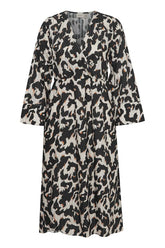 Fransa Lelu Wrap Dress - Black Leopard
